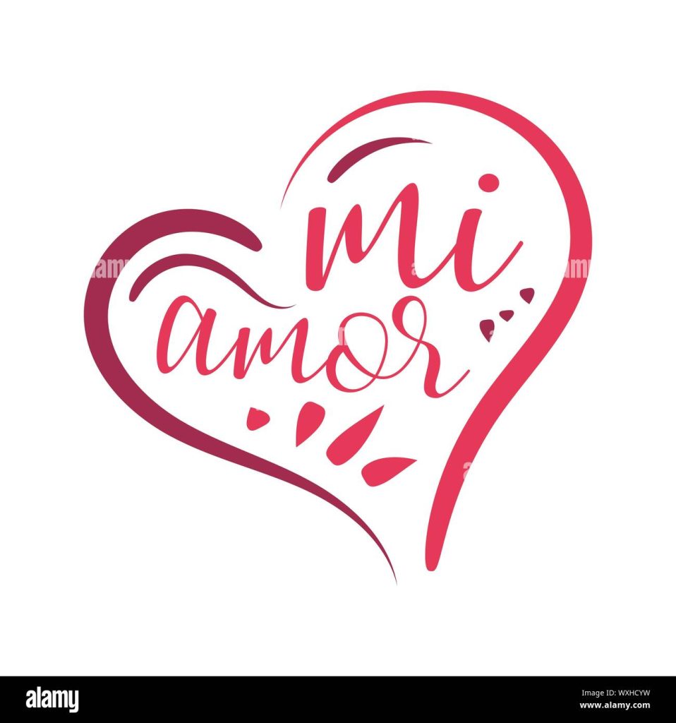 mi amor vector hand lettering my love in spanish vector digital calligraphy romantic inscription on heart shape background WXHCYW