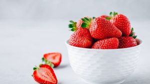 strawberries white bowl